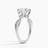 Petite Twisted Willow Diamond Engagement Ring with a Round cut diamond in white gold — side view