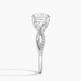 Petite Twisted Willow Diamond Engagement Ring with a Round cut diamond in white gold — profile view
