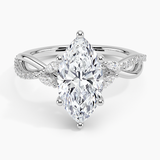 Petite Twisted Willow Diamond Engagement Ring with a Marquise cut diamond in white gold — top view
