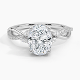 Petite Twisted Willow Diamond Engagement Ring with a Oval cut diamond in white gold — top view