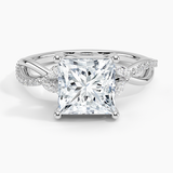 Petite Twisted Willow Diamond Engagement Ring with a Princess cut diamond in white gold — top view