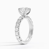 Ellora Three-Quarter Coverage Diamond Engagement Ring with a Round cut diamond in white gold — side view