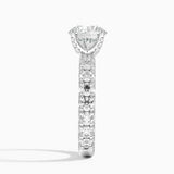 Ellora Three-Quarter Coverage Diamond Engagement Ring with a Round cut diamond in white gold — profile view