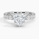 Ellora Three-Quarter Coverage Diamond Engagement Ring with a Heart cut diamond in white gold — top view