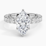 Ellora Three-Quarter Coverage Diamond Engagement Ring with a Marquise cut diamond in white gold — top view