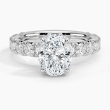 Ellora Three-Quarter Coverage Diamond Engagement Ring with a Oval cut diamond in white gold — top view