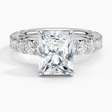 Ellora Three-Quarter Coverage Diamond Engagement Ring with a Radiant cut diamond in white gold — top view