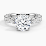 Ellora Three-Quarter Coverage Diamond Engagement Ring with a Round cut diamond in white gold — top view
