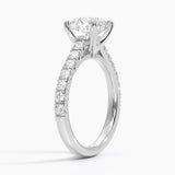 Sienna Half Coverage Diamond Engagement Ring with a Round cut diamond in white gold — side view