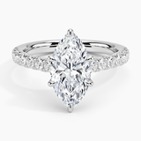 Sienna Half Coverage Diamond Engagement Ring with a Marquise cut diamond in white gold — top view