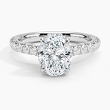 Sienna Half Coverage Diamond Engagement Ring with a Oval cut diamond in white gold — top view