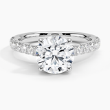 Sienna Half Coverage Diamond Engagement Ring with a Round cut diamond in white gold — top view