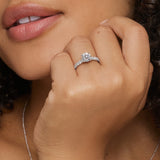 Sienna Half Coverage Diamond Engagement Ring in white gold