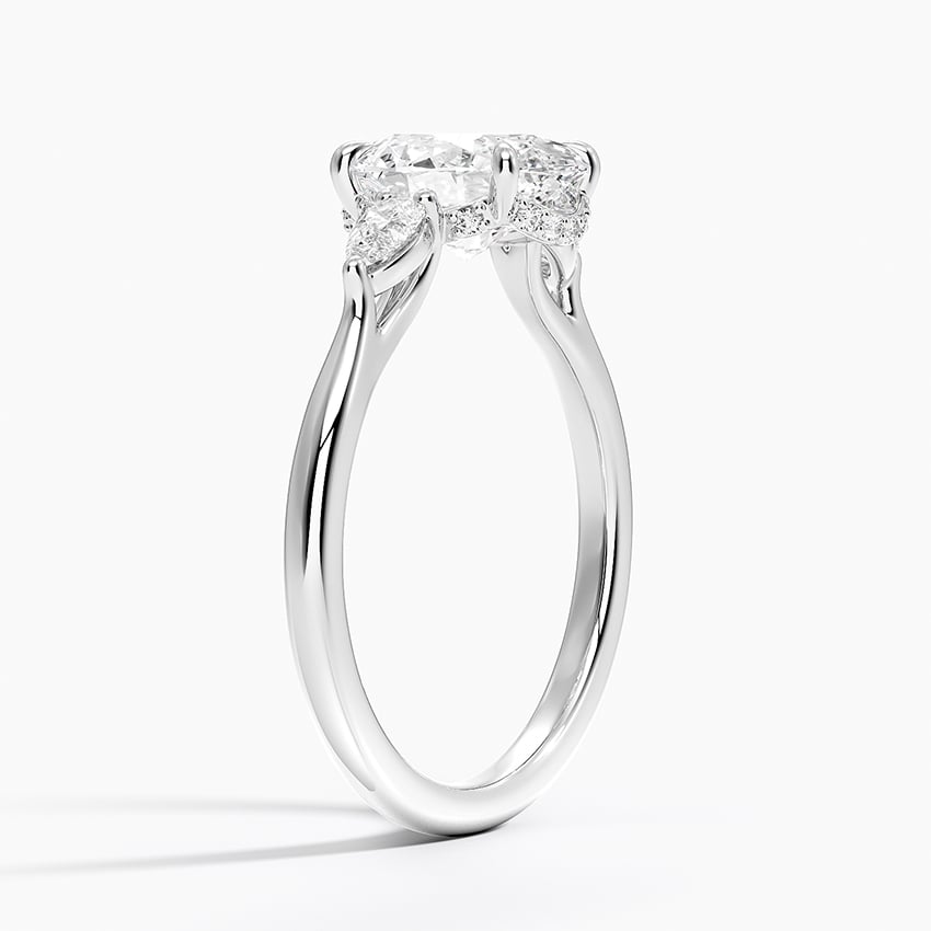 Floating Three Stone Pear Diamond Engagement Ring