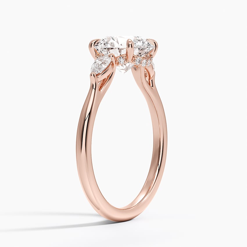 Floating Three Stone Pear Diamond Engagement Ring