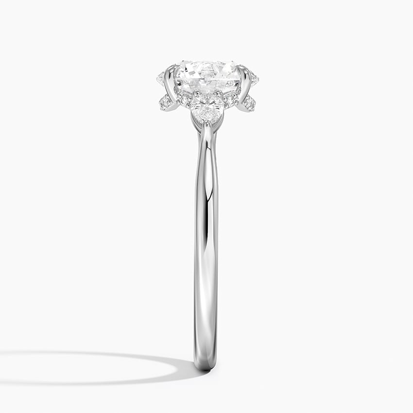 Floating Three Stone Pear Diamond Engagement Ring