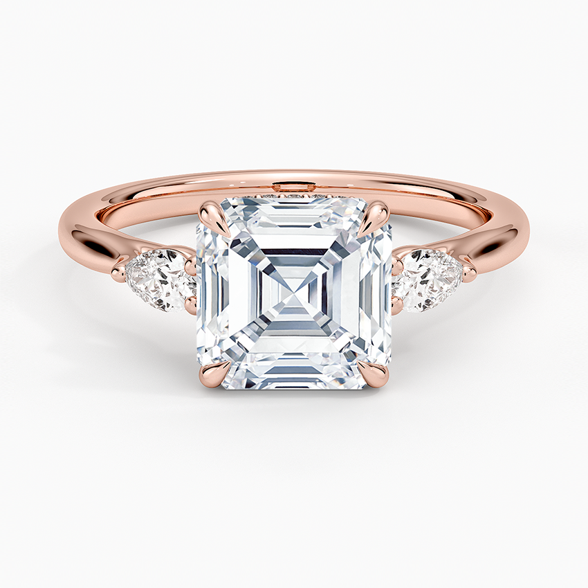 Floating Three Stone Pear Diamond Engagement Ring
