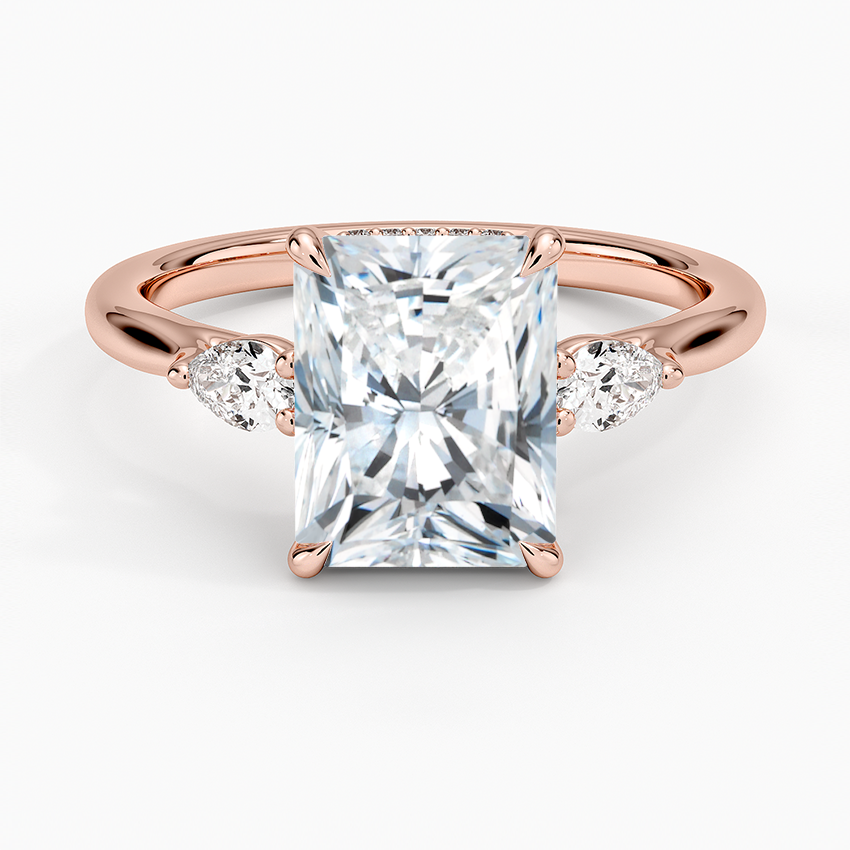 Floating Three Stone Pear Diamond Engagement Ring