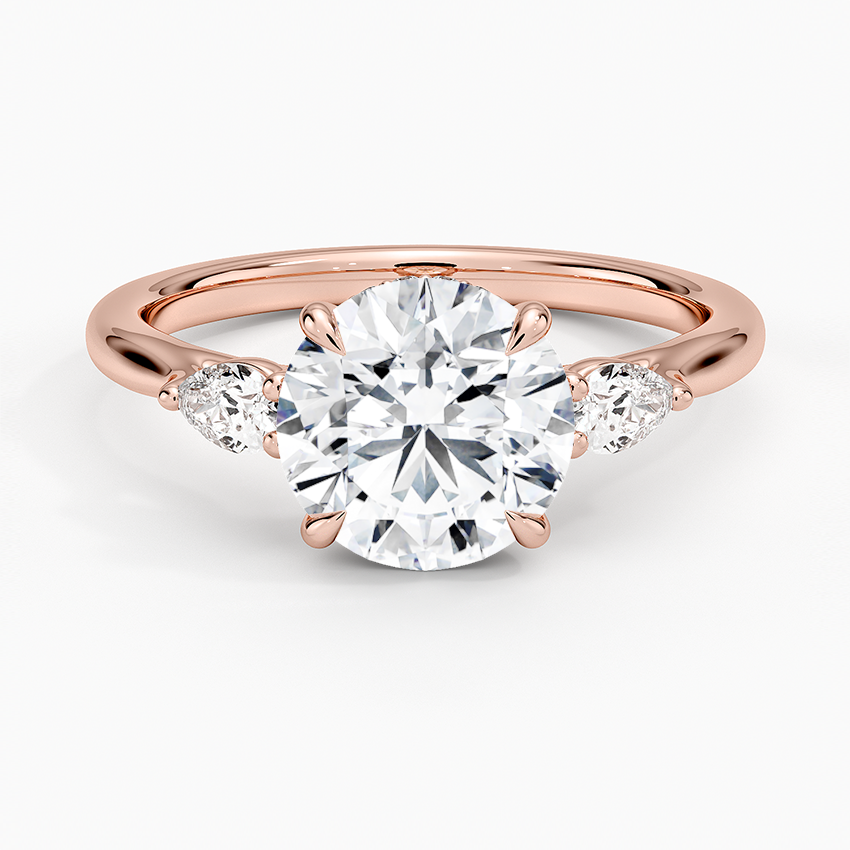 Floating Three Stone Pear Diamond Engagement Ring