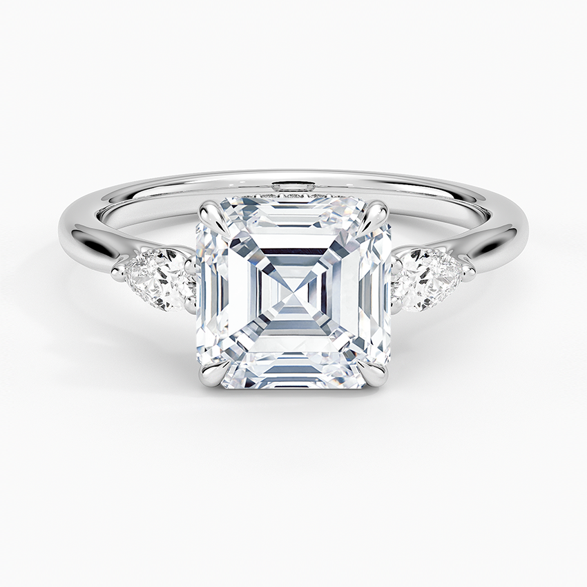 Floating Three Stone Pear Diamond Engagement Ring