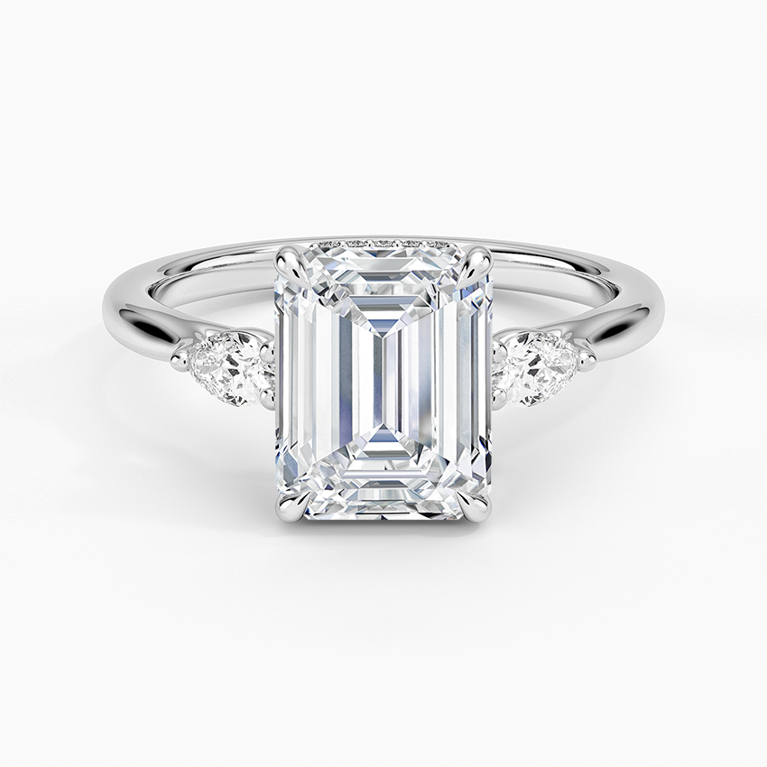 Floating Three Stone Pear Diamond Engagement Ring