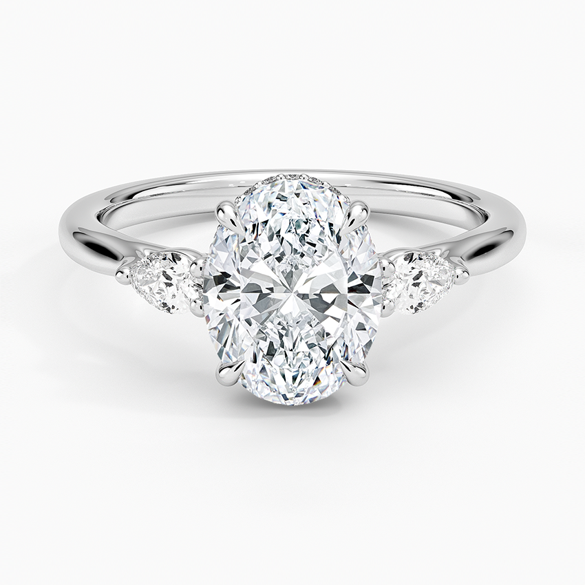 Floating Three Stone Pear Diamond Engagement Ring