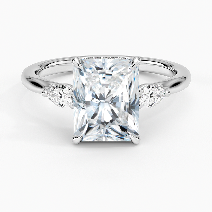 Floating Three Stone Pear Diamond Engagement Ring