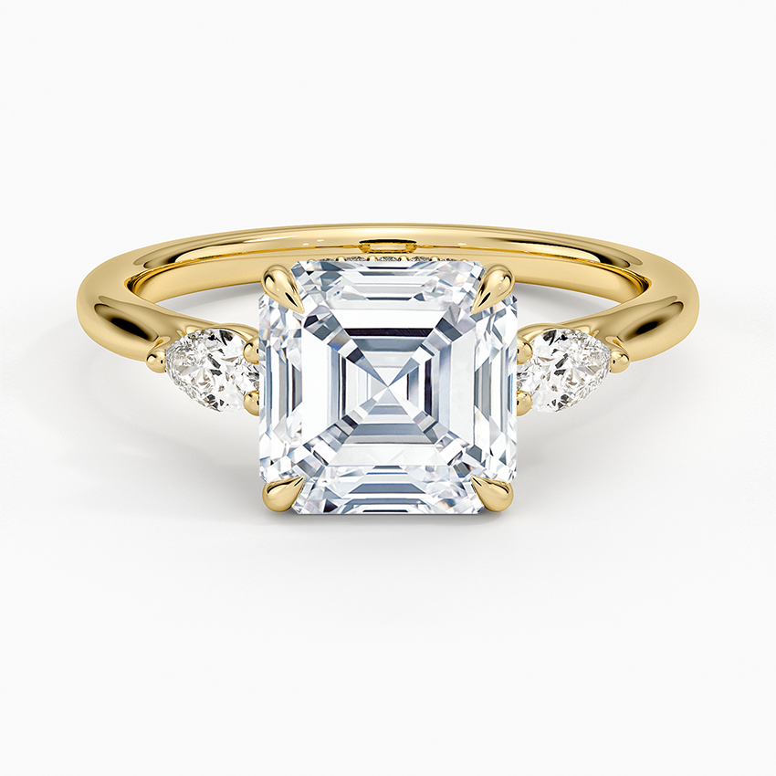 Floating Three Stone Pear Diamond Engagement Ring