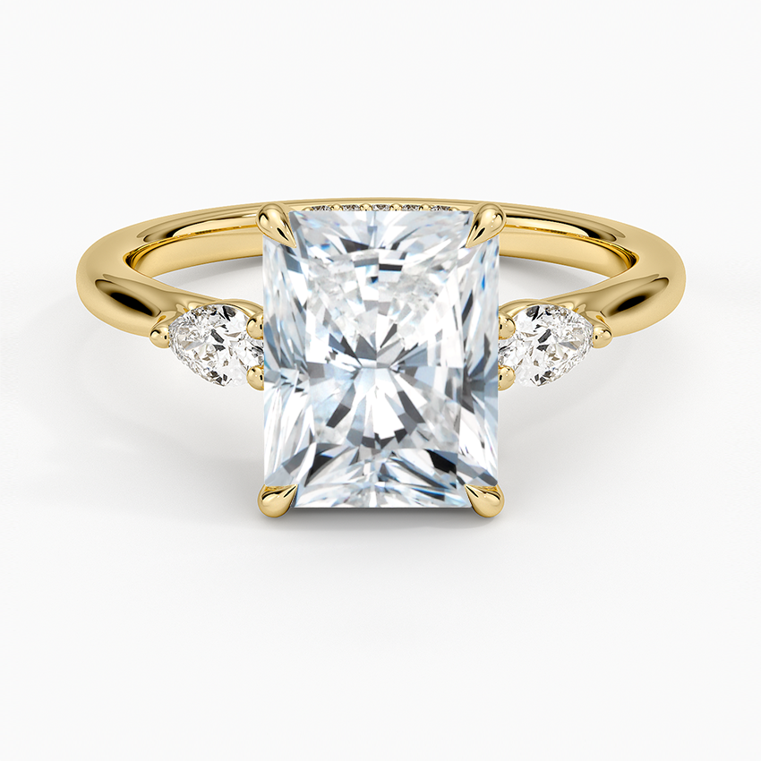Floating Three Stone Pear Diamond Engagement Ring