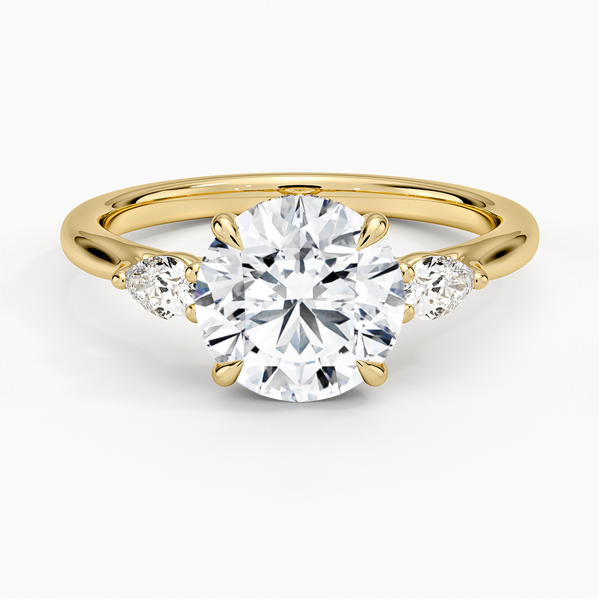 Floating Three Stone Pear Diamond Engagement Ring