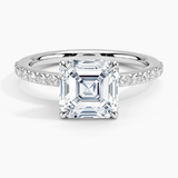 Luxe Elodie Diamond Engagement Ring with a Asscher cut diamond in white gold — top view