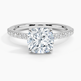 Luxe Elodie Diamond Engagement Ring with a Cushion cut diamond in white gold — top view