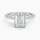 Luxe Elodie Diamond Engagement Ring with a Emerald cut diamond in white gold — top view