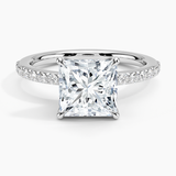 Luxe Elodie Diamond Engagement Ring with a Princess cut diamond in white gold — top view