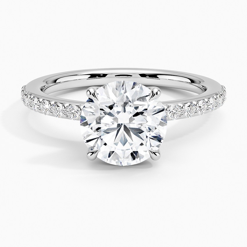 Luxe Elodie Diamond Engagement Ring with a Round cut diamond in white gold — top view