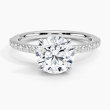 Luxe Elodie Diamond Engagement Ring with a Round cut diamond in white gold — top view