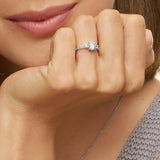 Lyra Three Stone Diamond Engagement Ring in white gold