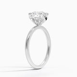 Petal Diamond Engagement Ring with a Round cut diamond in white gold — side view