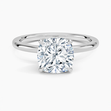 Petal Diamond Engagement Ring with a Cushion cut diamond in white gold — top view