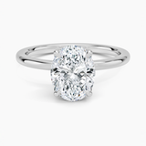 Petal Diamond Engagement Ring with a Oval cut diamond in white gold — top view