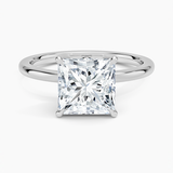 Petal Diamond Engagement Ring with a Princess cut diamond in white gold — top view