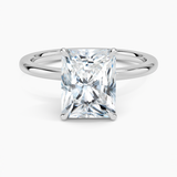 Petal Diamond Engagement Ring with a Radiant cut diamond in white gold — top view