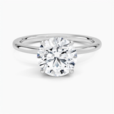 Petal Diamond Engagement Ring with a Round cut diamond in white gold — top view