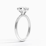 Annika Half Bezel Solitaire Engagement Ring with a Round cut diamond in white gold — side view