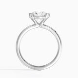 Annika Half Bezel Solitaire Engagement Ring with a Round cut diamond in white gold — profile view
