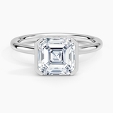 Annika Half Bezel Solitaire Engagement Ring with a Asscher cut diamond in white gold — top view