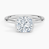 Annika Half Bezel Solitaire Engagement Ring with a Cushion cut diamond in white gold — top view