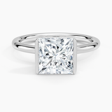 Annika Half Bezel Solitaire Engagement Ring with a Princess cut diamond in white gold — top view