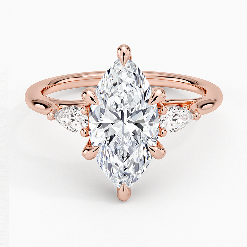 Delilah Three Stone Pear Diamond Engagement Ring