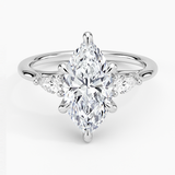 Delilah Three Stone Pear Diamond Engagement Ring with a Marquise cut diamond in white gold — top view